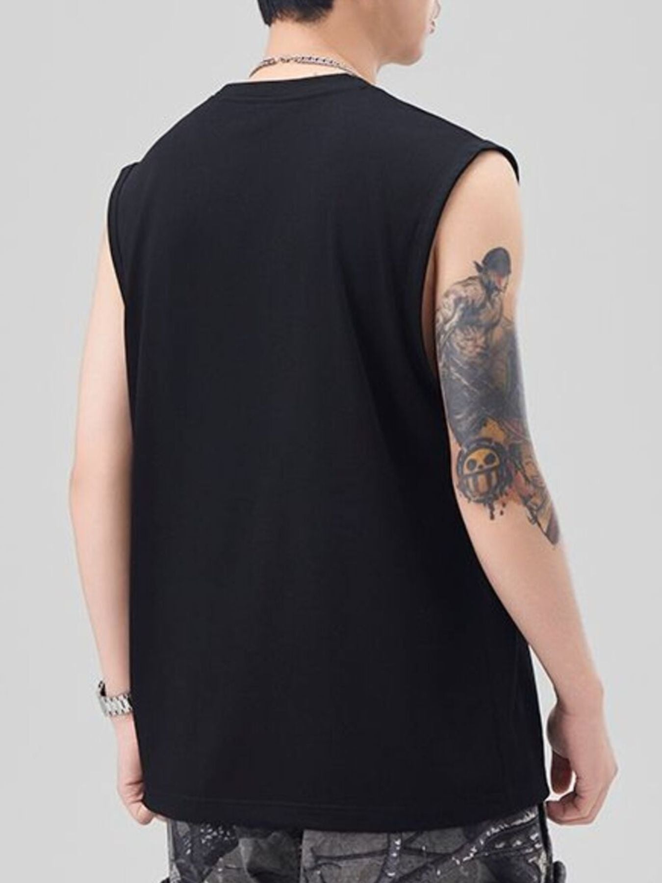 Plus Size Round Neck Tank in Ivory for Men