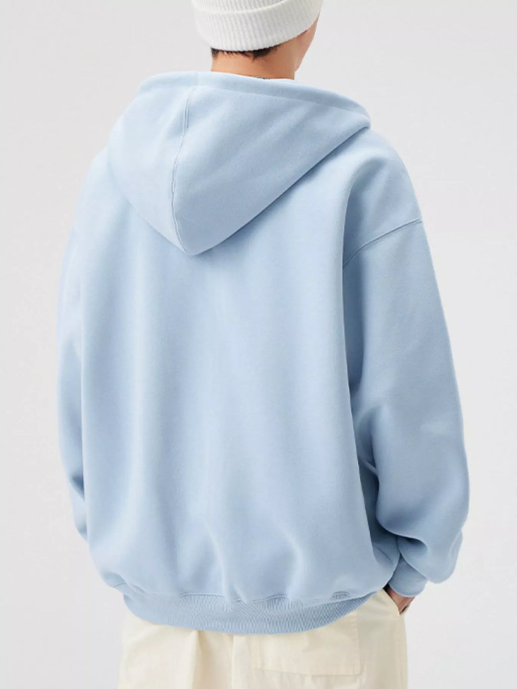 Casual Loose Fit Zip-Up Hoodie in Black for Men