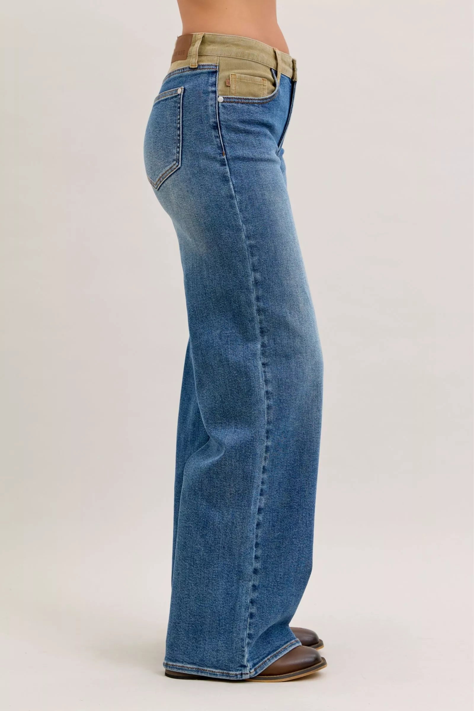 Mr Column Straight Jeans with Corduroy Waist in Md for Women