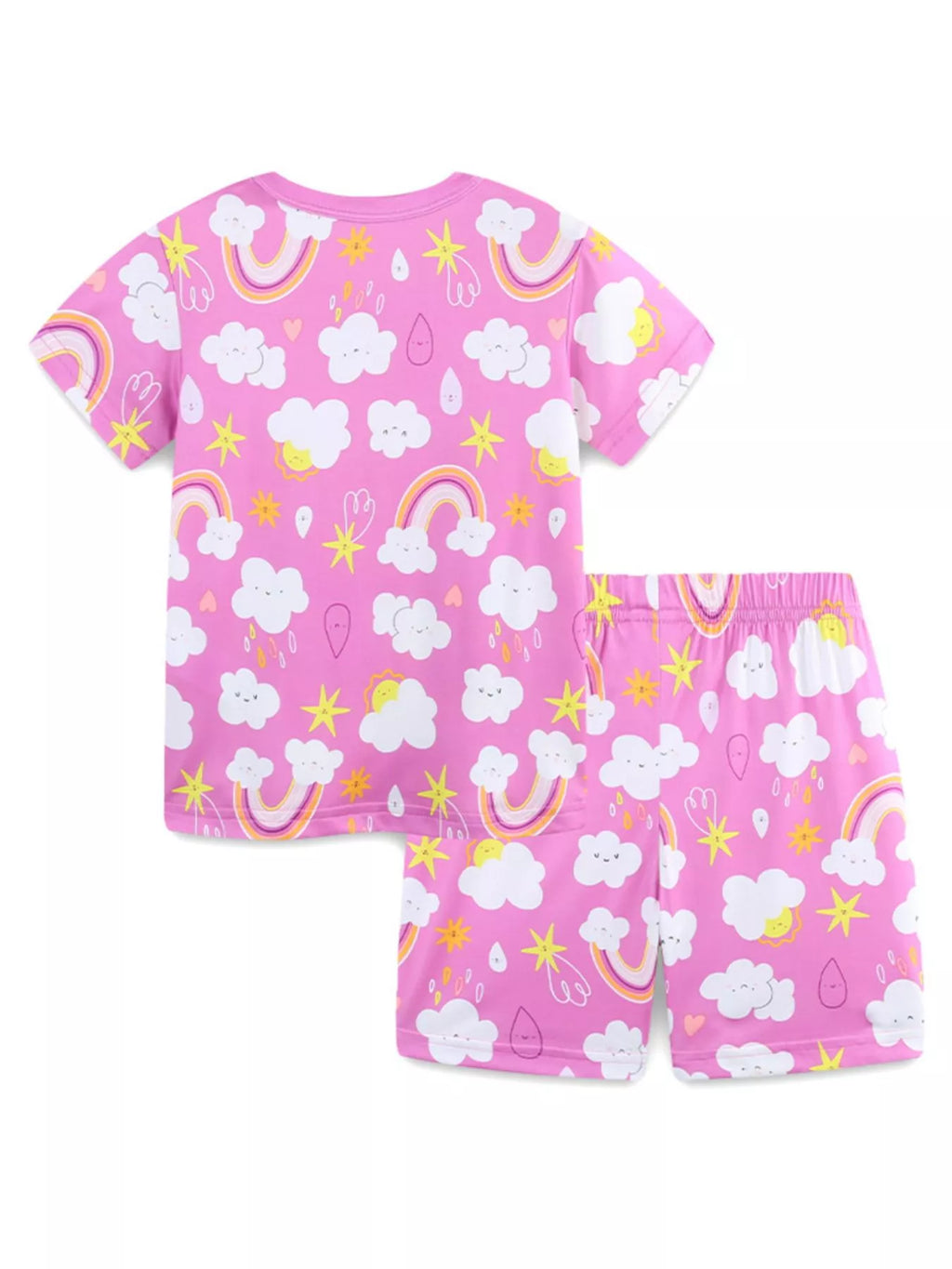 Rainbow Cloud Print Tee and Shorts Set for Girls