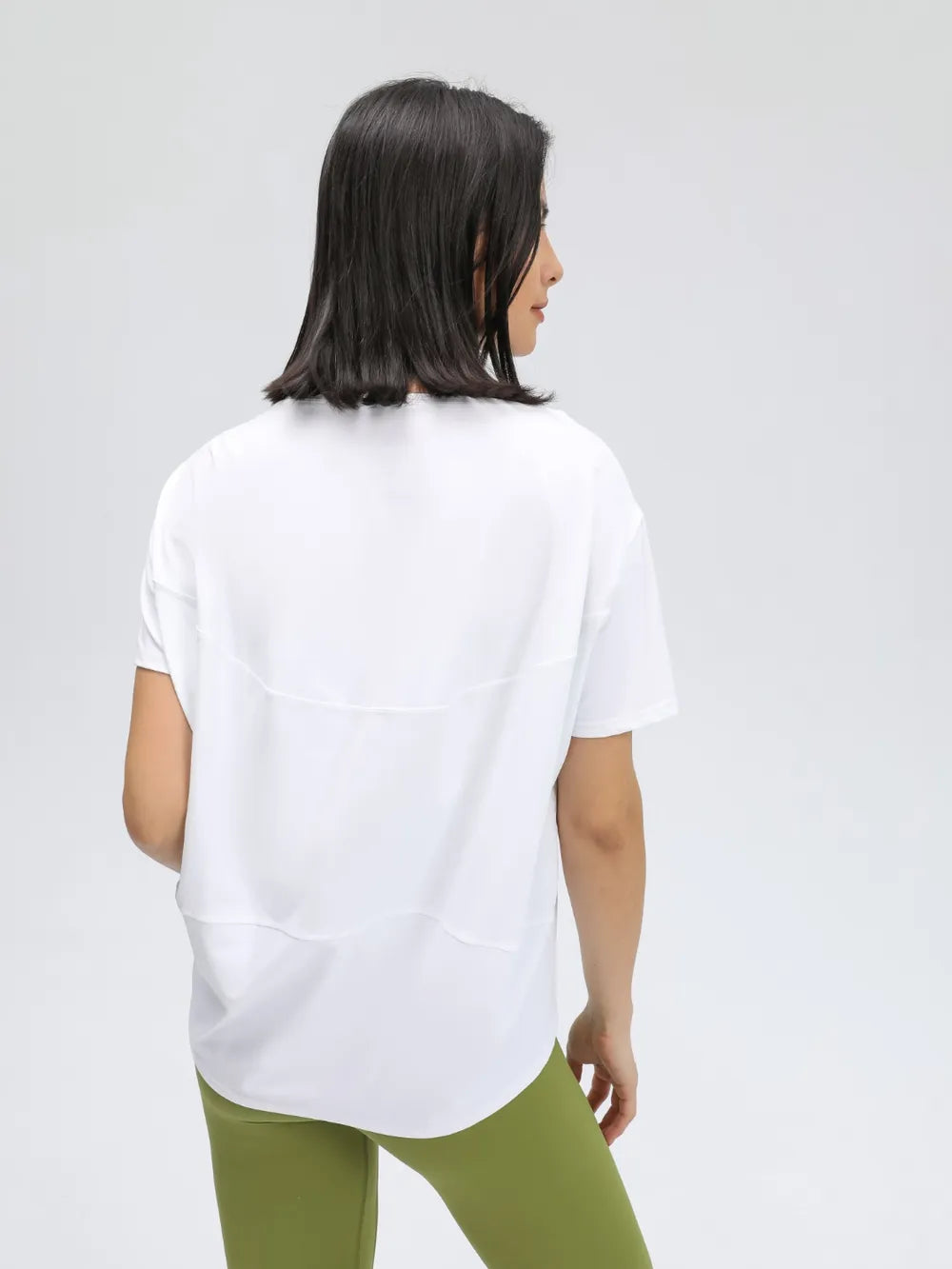 Round Neck Short Sleeve Active T-Shirt in Classic in White for Women