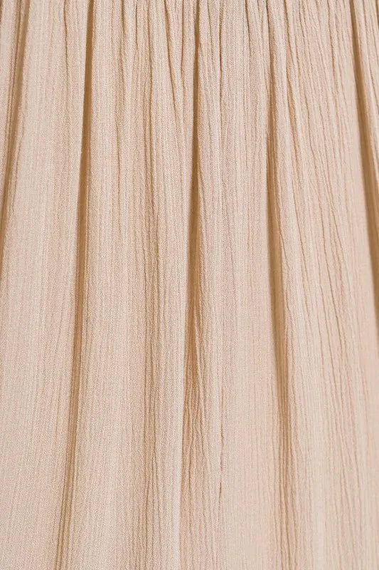 Woven Crinkle Gauze Crop Tee and Skirt Set for Women