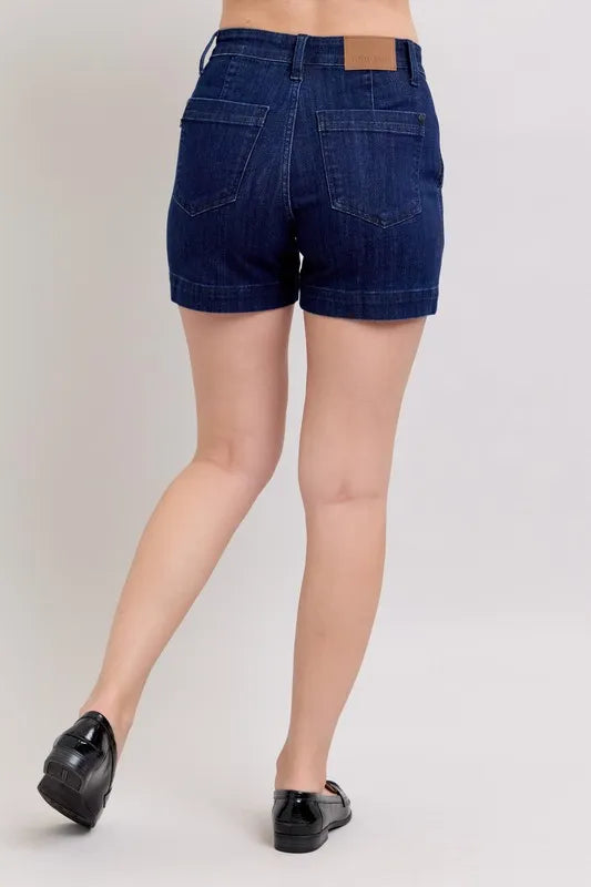High Waist Denim Shorts Plus Size in Dark for Women