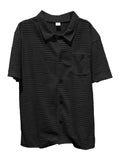 Button Up Short Sleeve Top and Shorts Set Plus Size in White for Men