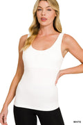 Seamless Tank Top with Built in Bra in White for Women