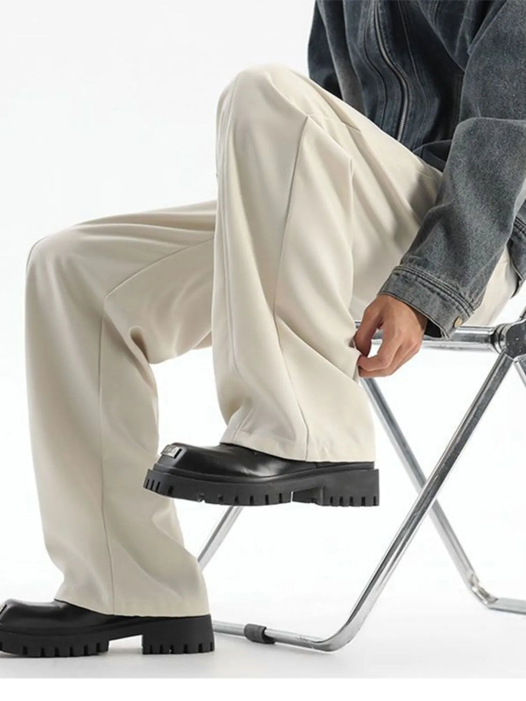 Wide Leg Pants Plus Size in Coffee for Men