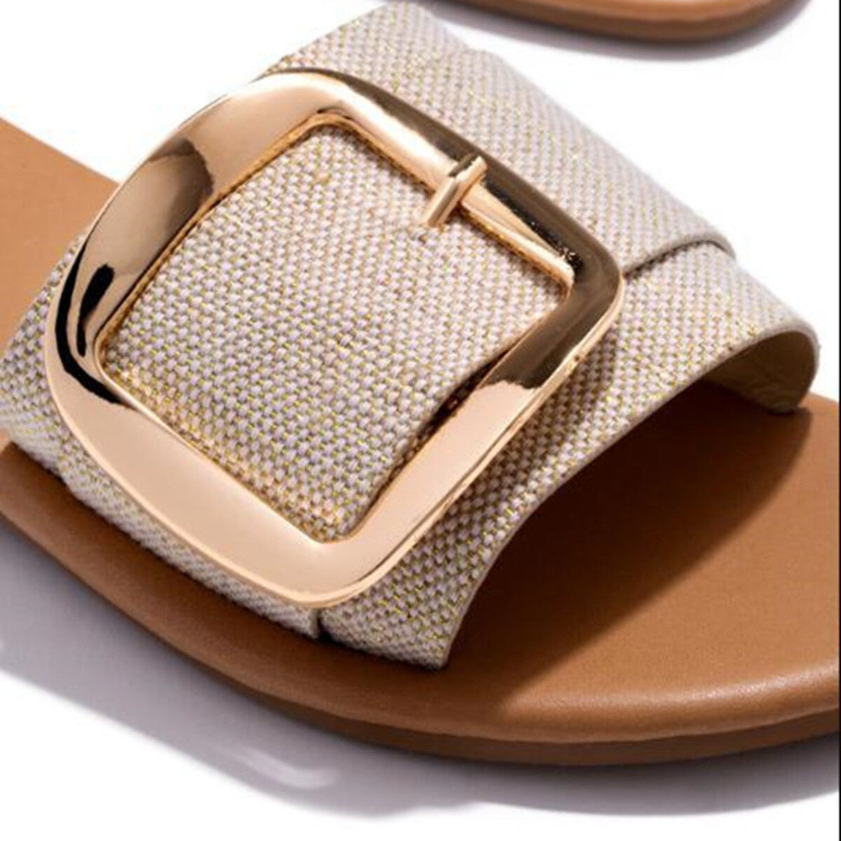 Open Toe Buckle Sandals in Black for Women