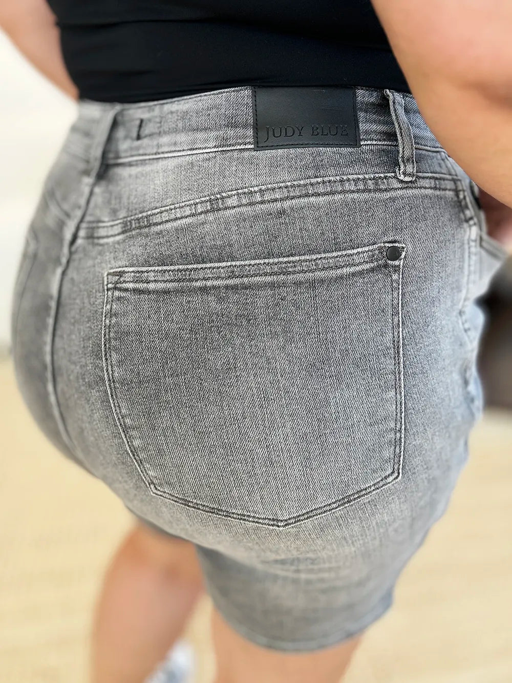 Plus Size High Waist Washed Denim Shorts for Women
