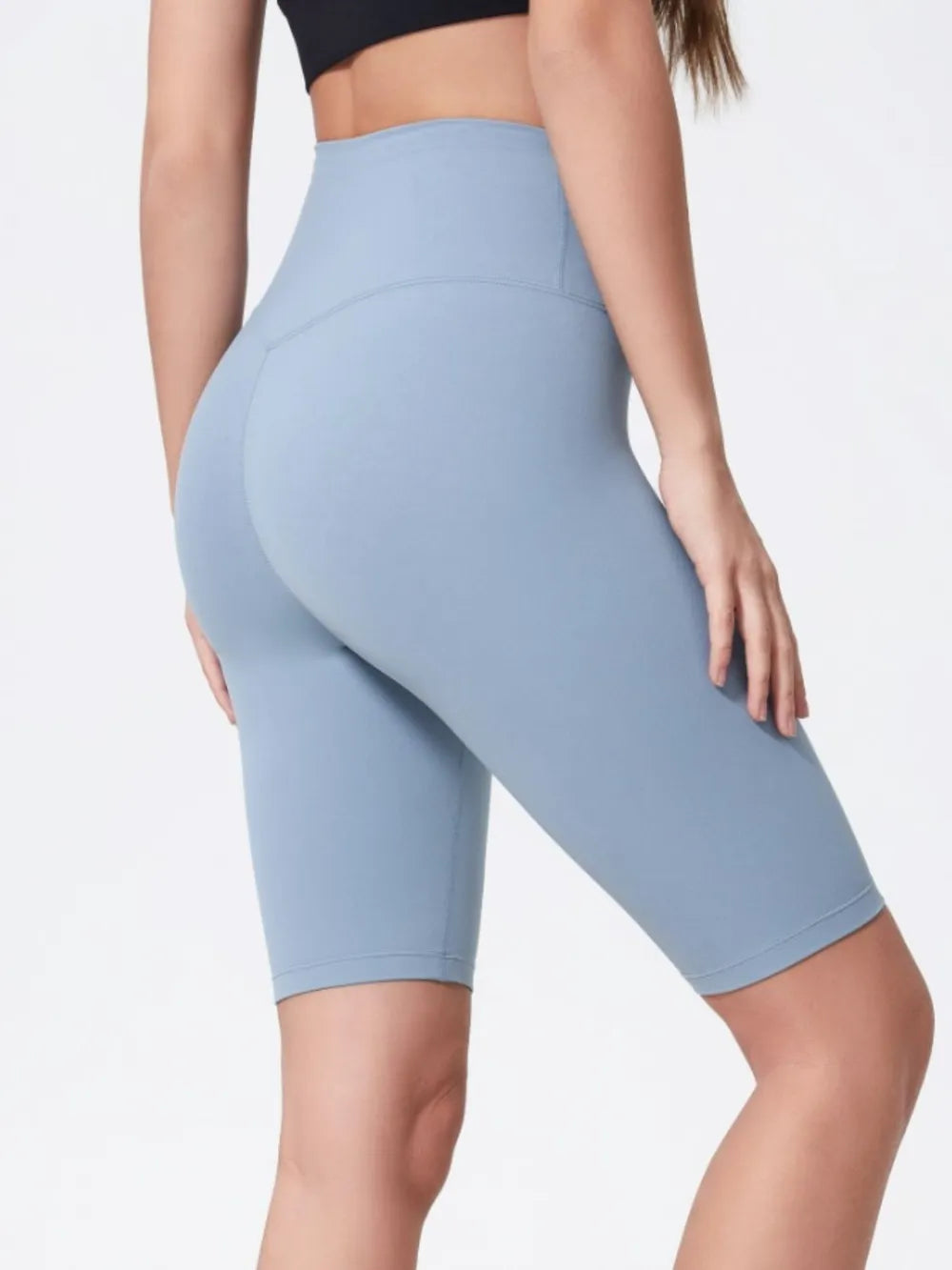 High Rise Wide Waistband Active Shorts in Dark Brown in White for Women