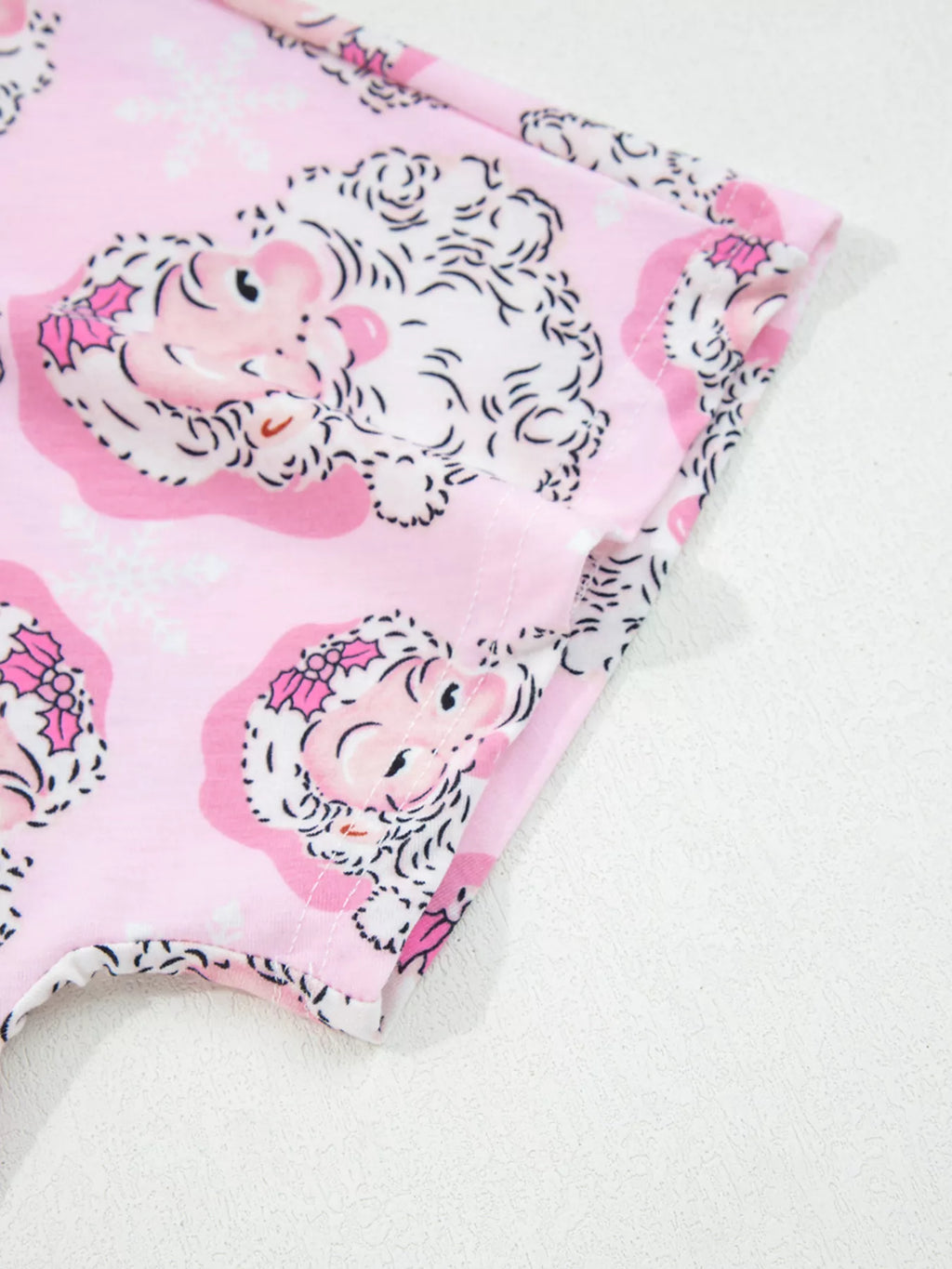 Santa Claus Print V Neck Tee Drawstring Pants 2pcs Lounge Set for Women