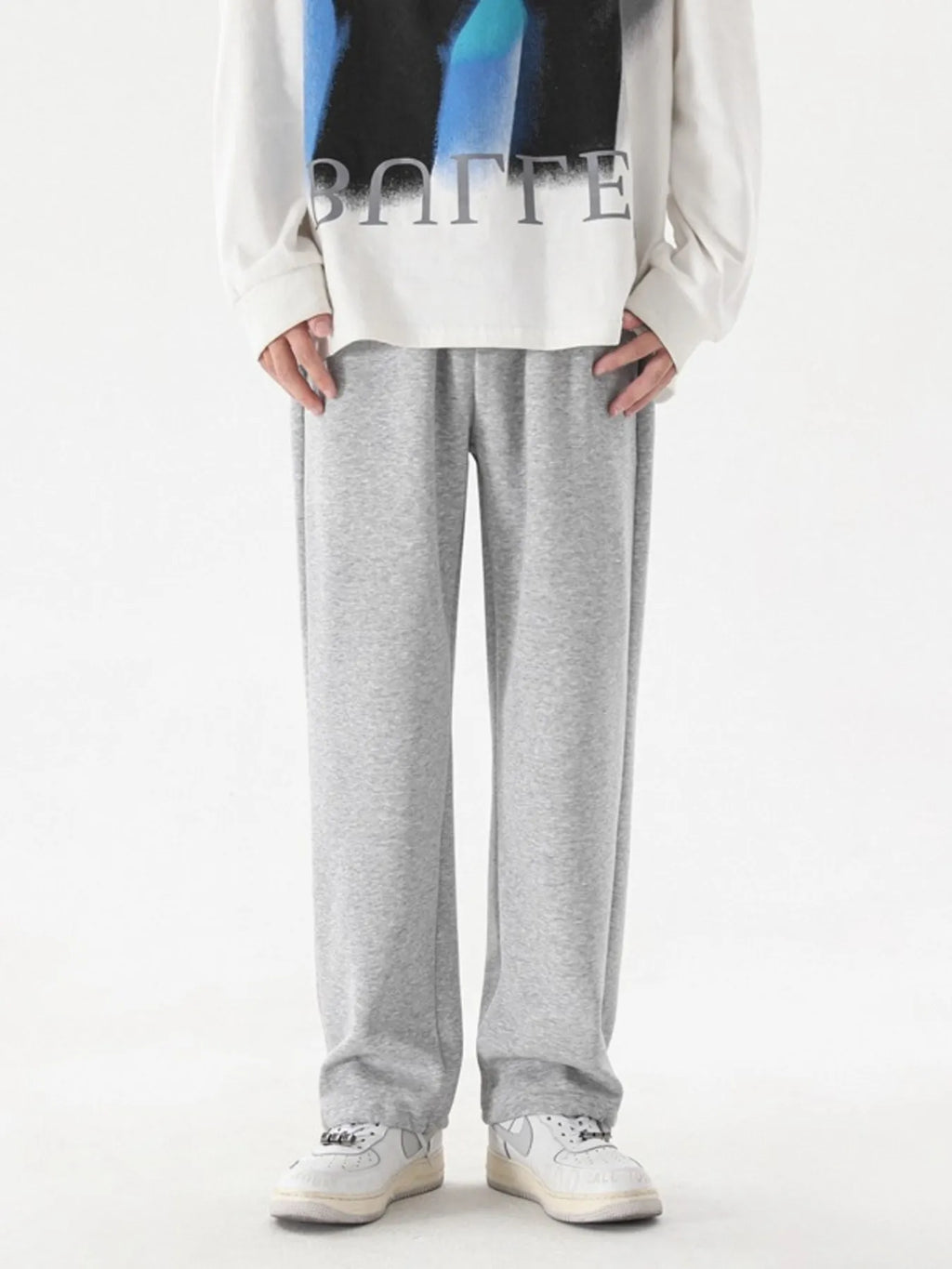 Plus Size Casual Loose-Fit Sweatpants in Gray for Men