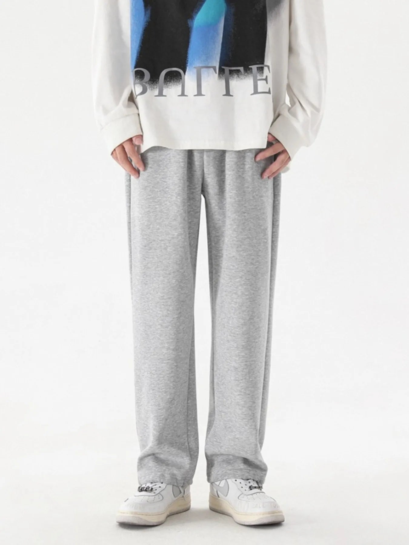 Plus Size Casual Loose-Fit Sweatpants in Gray for Men