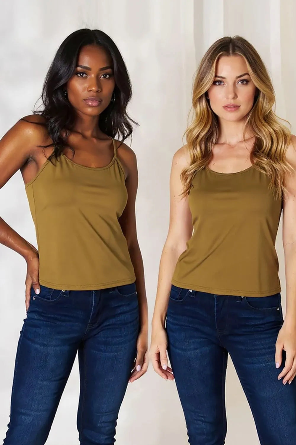 Round Neck Slim Cami Plus Size in Camel for Women