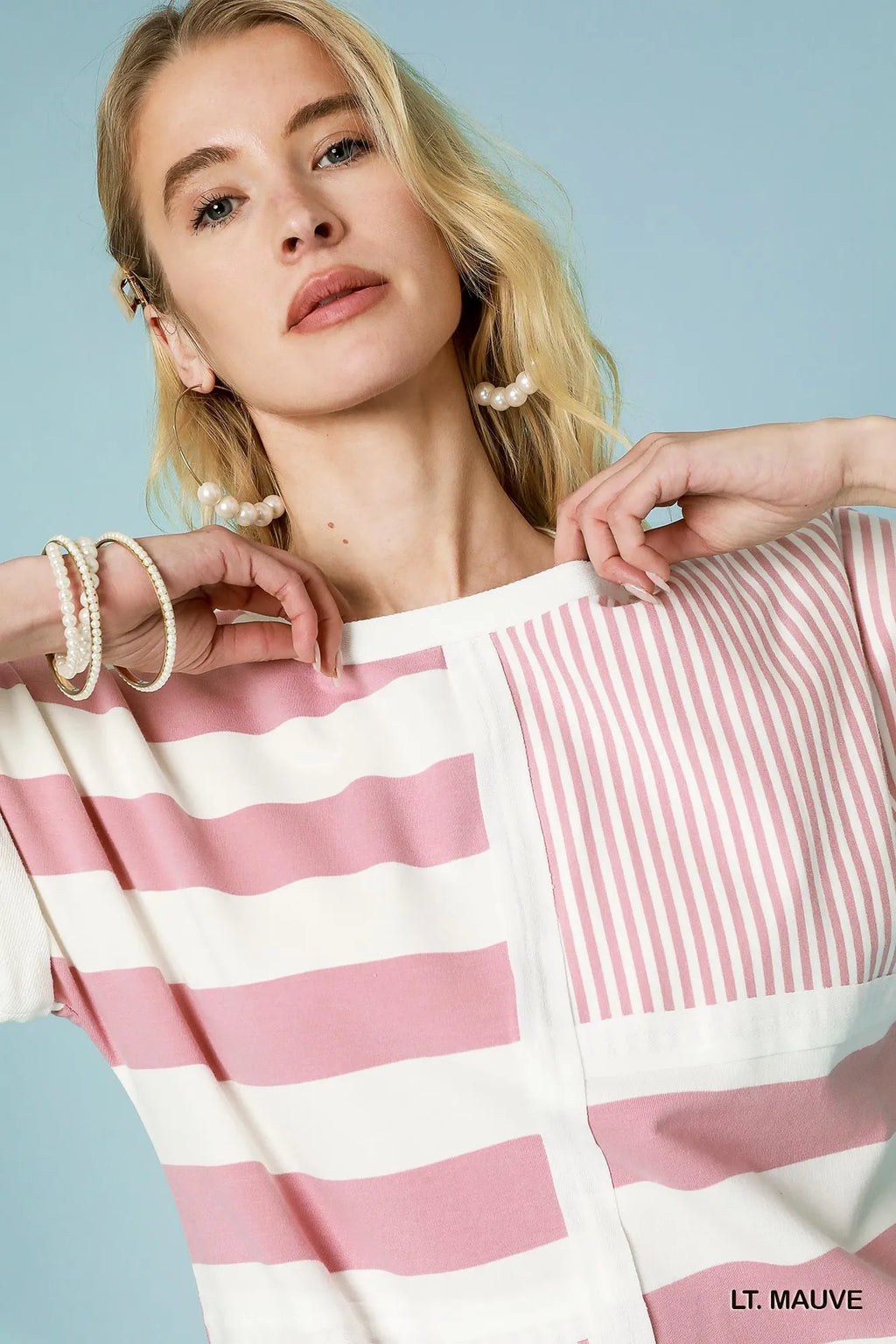 Mixed Striped Short Sleeve Romper for Women