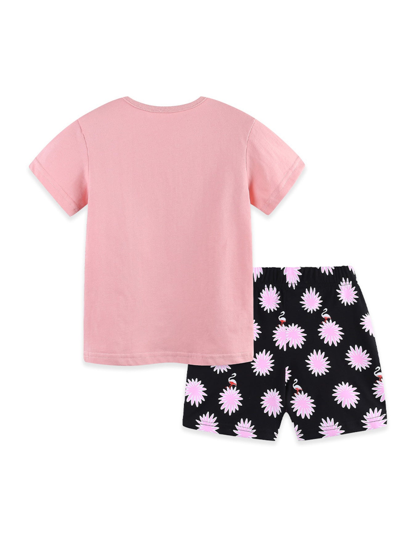 Flamingo Print Tee and Shorts Set for Girls
