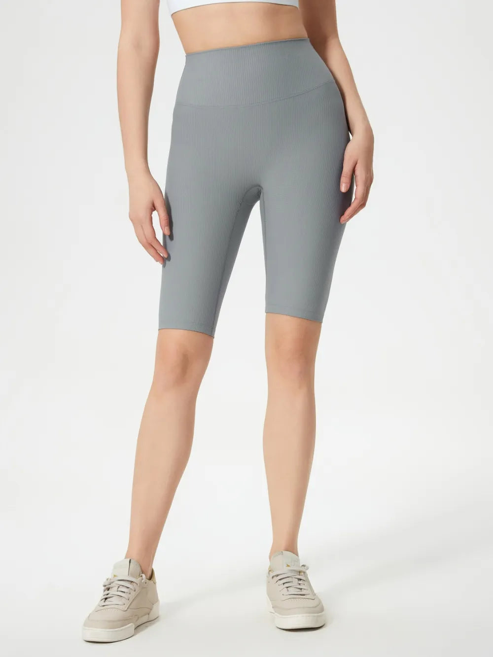 High Waist Active Shorts in Gray for Women