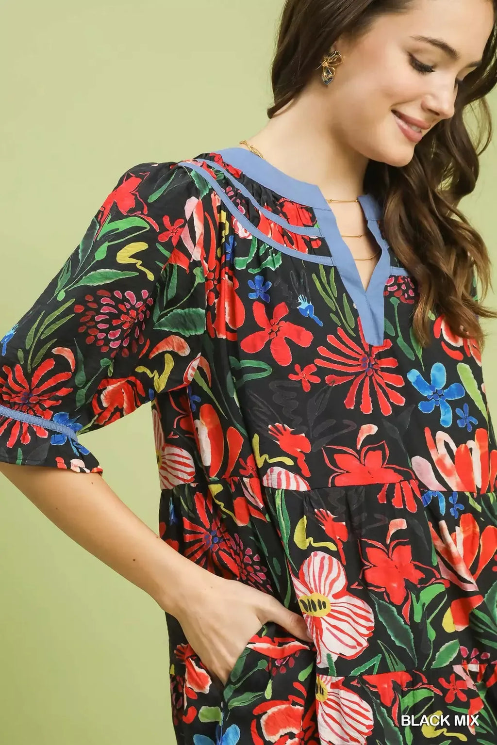 Floral Tiered Puff Sleeve Dress for Women