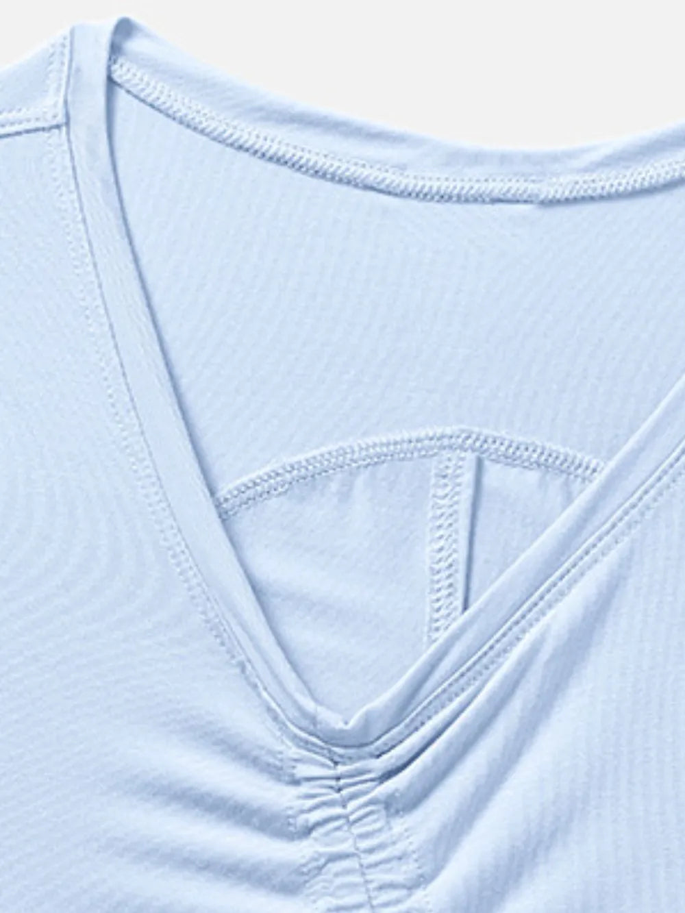 Drawstring Ruched Wide Strap Active Tank in Light Blue for Women