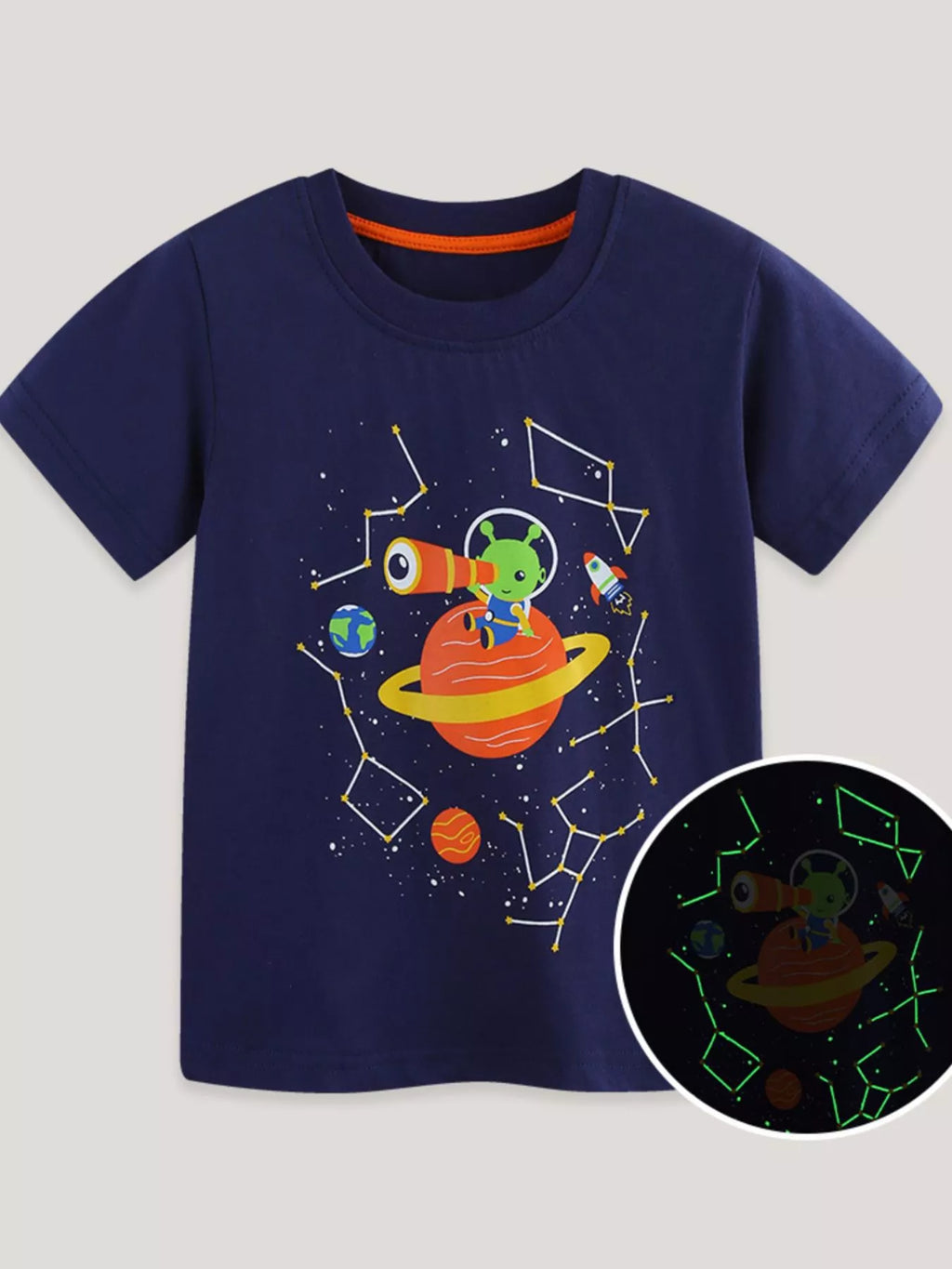 Space Adventure Graphic Tee in Dark Navy for Boys