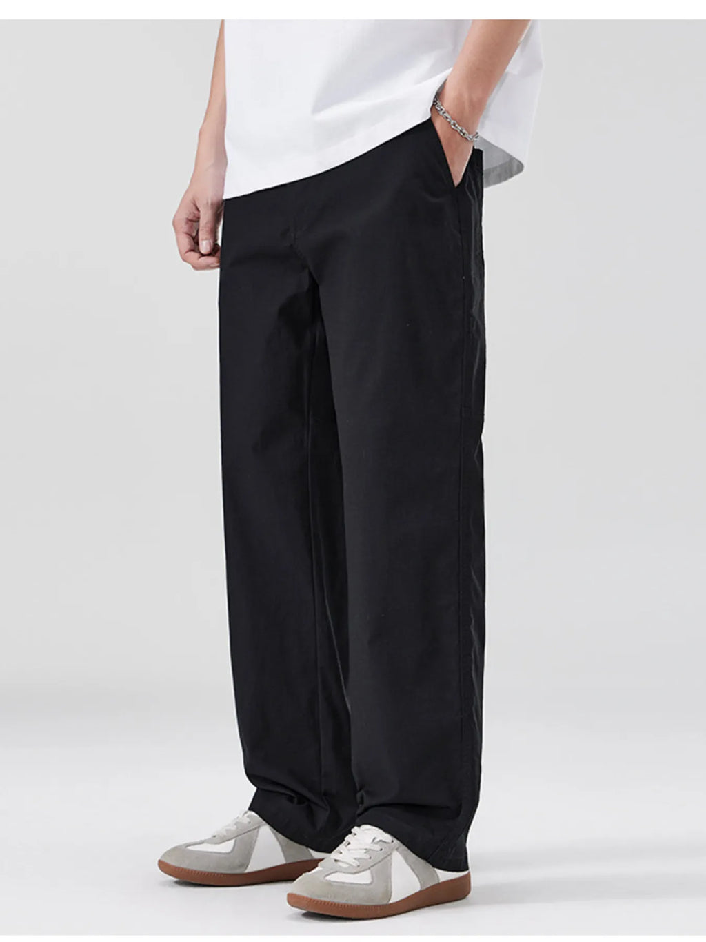 Wide Leg Pants Plus Size in Black for Men