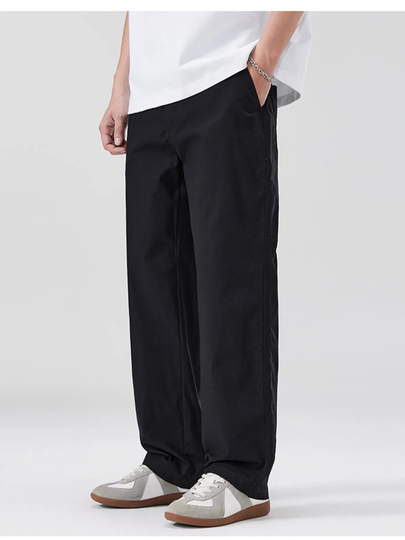 Wide Leg Pants Plus Size in Black for Men
