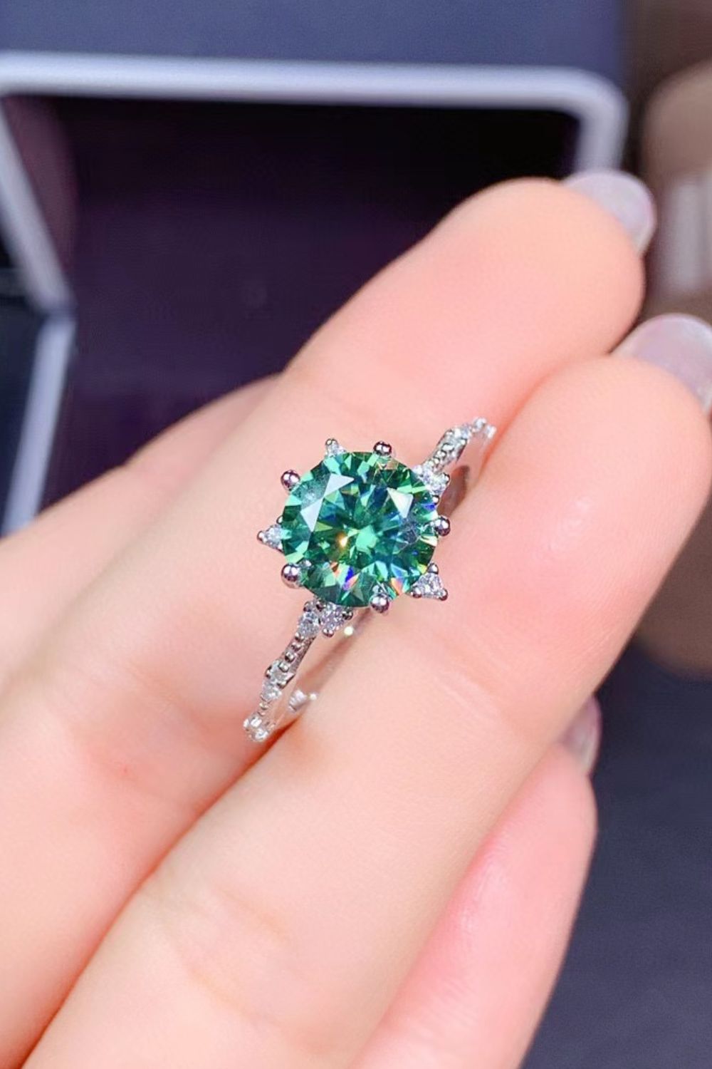 All Eyes On Me 1 Carat Moissanite Platinum-Plated Ring in Green for Women