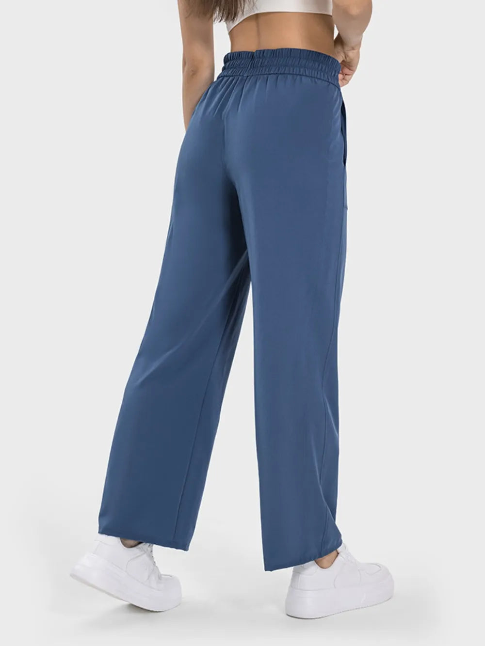 Drawstring Pocketed Active Pants in Light Mauve for Women