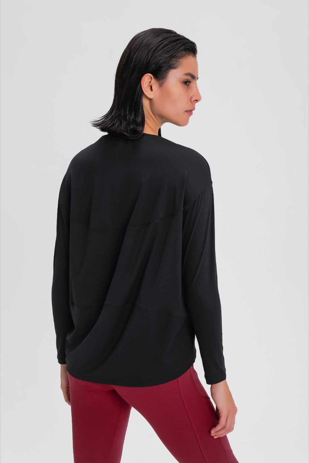 Loose Fit Active Top in Black for Women