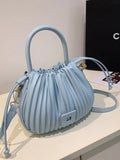 Pleated Bucket Crossbody Bag with in Blue for Women