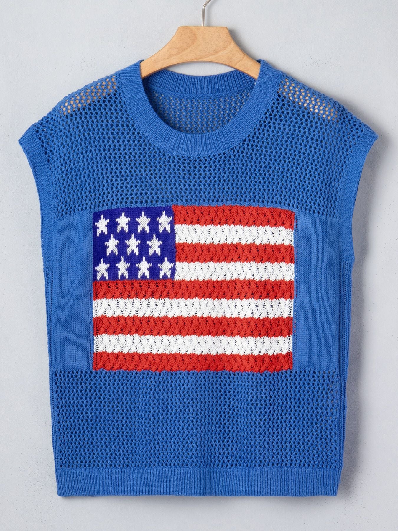 Flag Graphic Short Sleeve Sweater Top for Women
