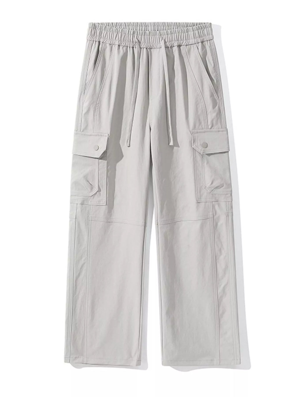 Drawstring Cargo Wide Leg Pants Plus Size in Coffee for Men