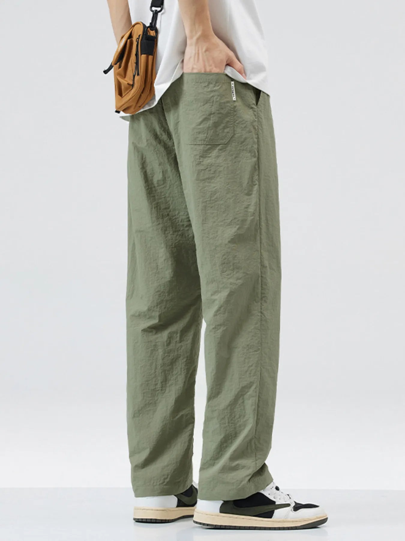 Lightweight Wide Leg Casual Pants Plus Size in Dark Gray for Men