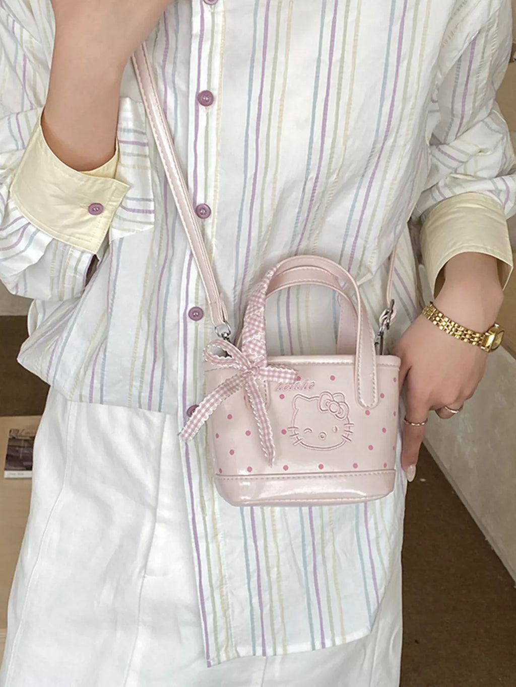Polka Dot Mini Crossbody Bag in White for Women