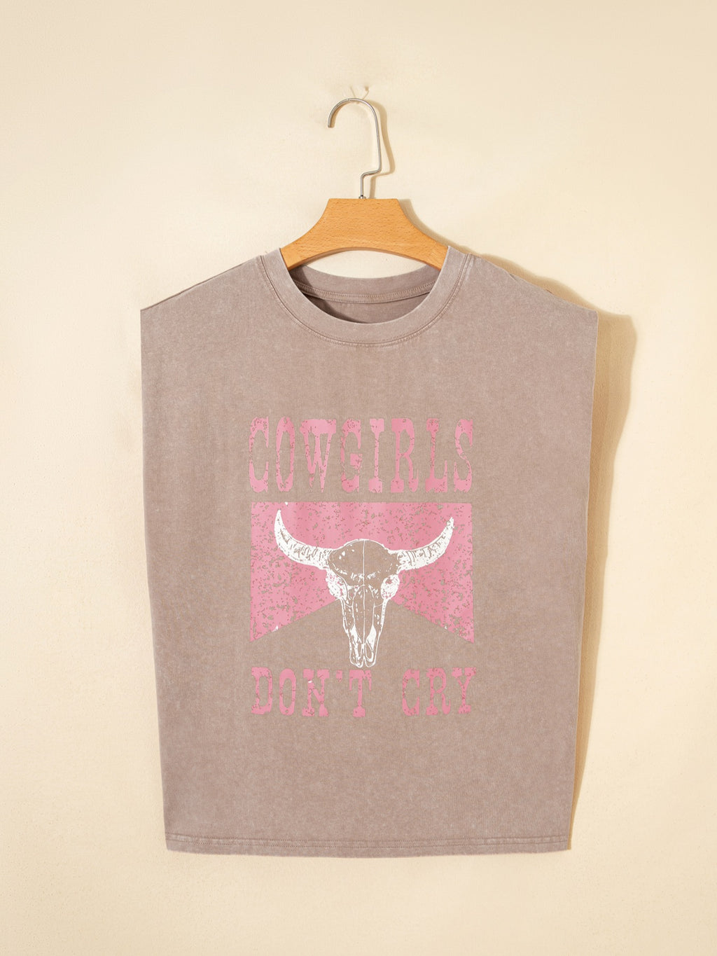 Cowboy & Beer Western Graphic Mineral Wash Tank Top for Women