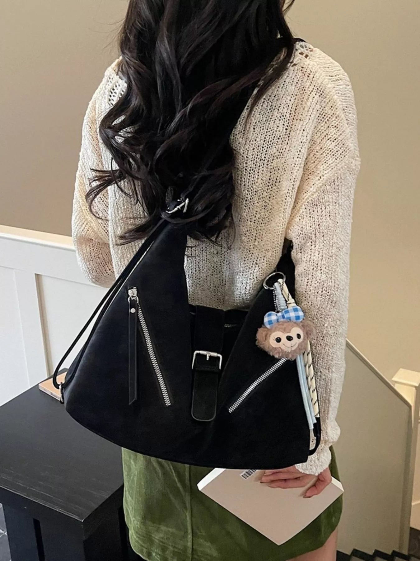 Convertible Buckle Shoulder Bag in Light Blue for Women