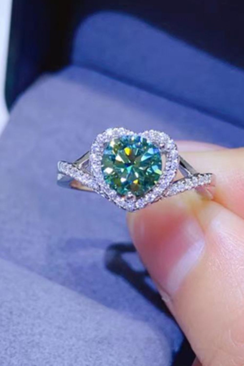 Adored 1 Carat Moissanite 925 Sterling Silver Heart Ring in Yellow for Women