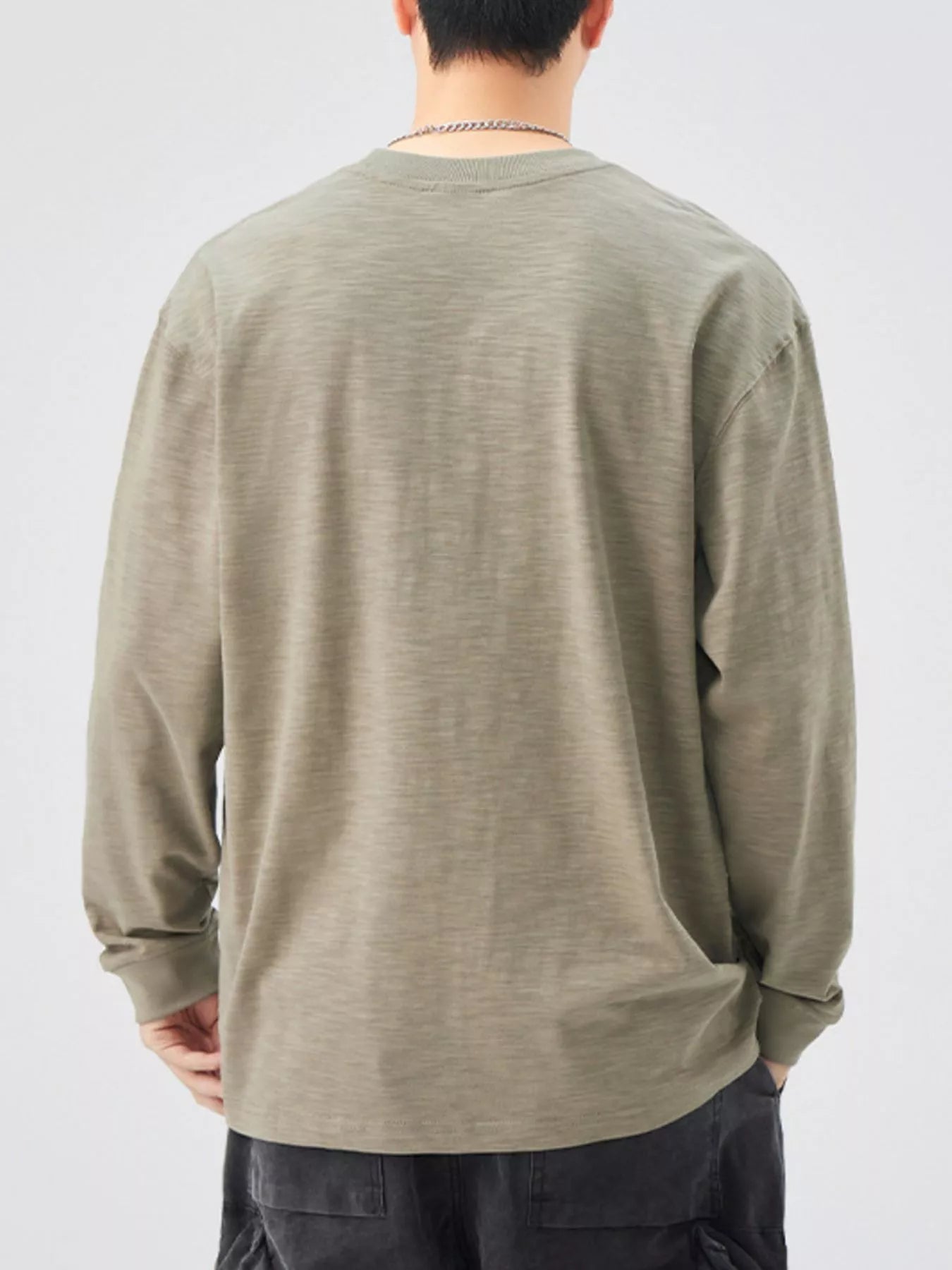 Plus Size Casual Long Sleeve T-Shirt in Black for Men
