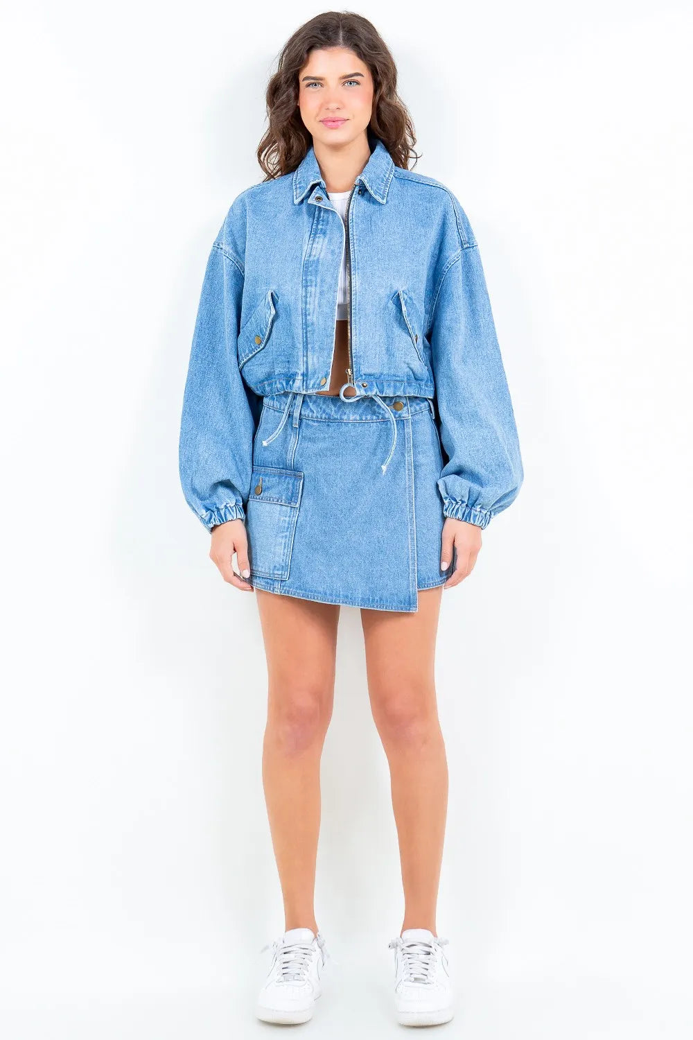Cargo Pocket Denim Skort for Women