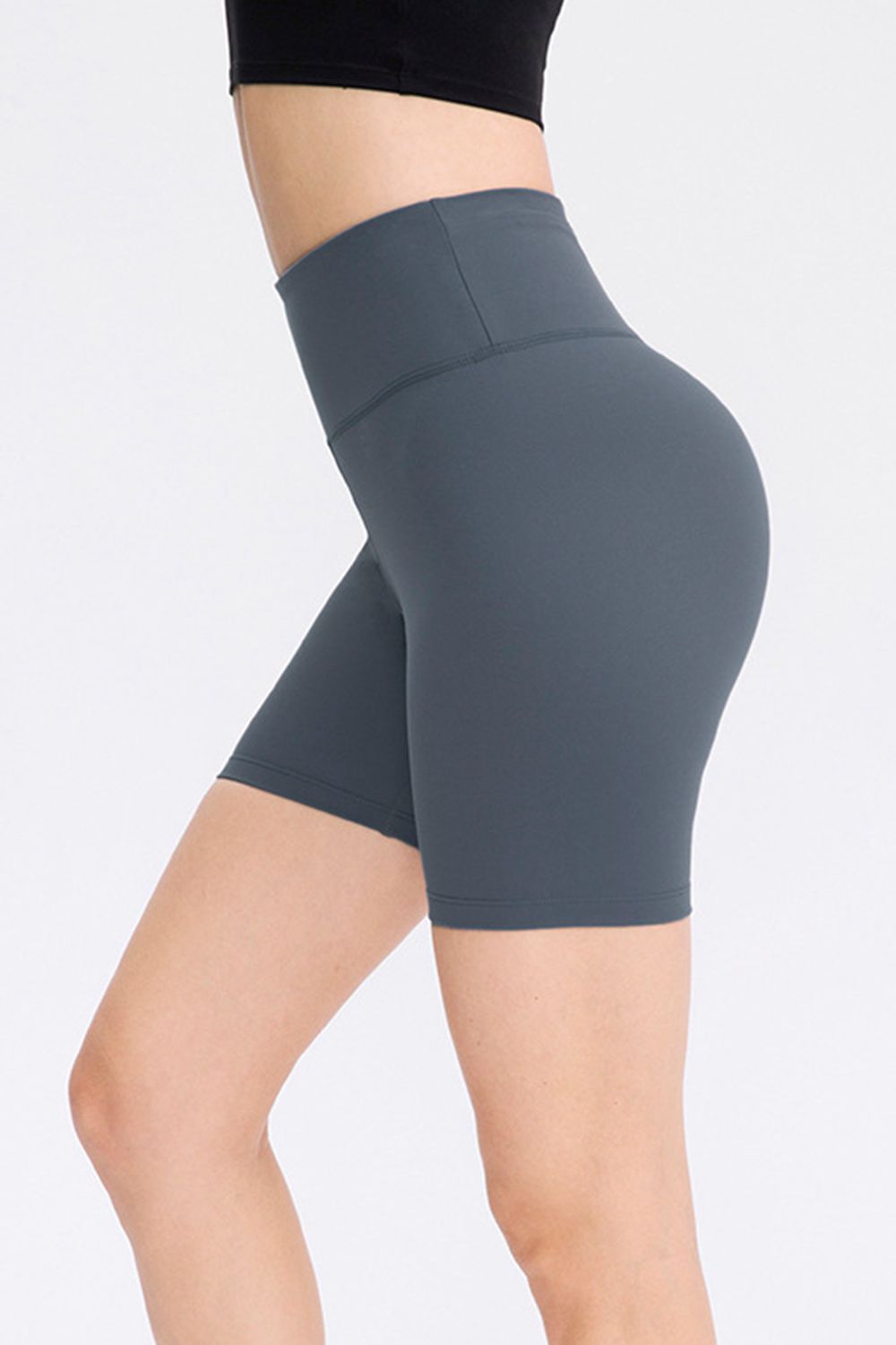Wide Waistband Sports Shorts in Matcha Green for Women