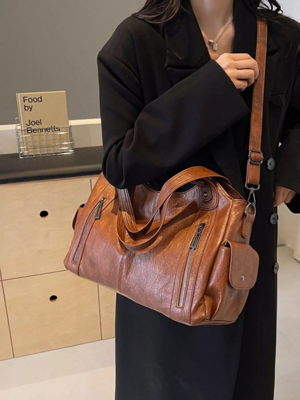 Vintage Style Zipper Front Handbag for Women