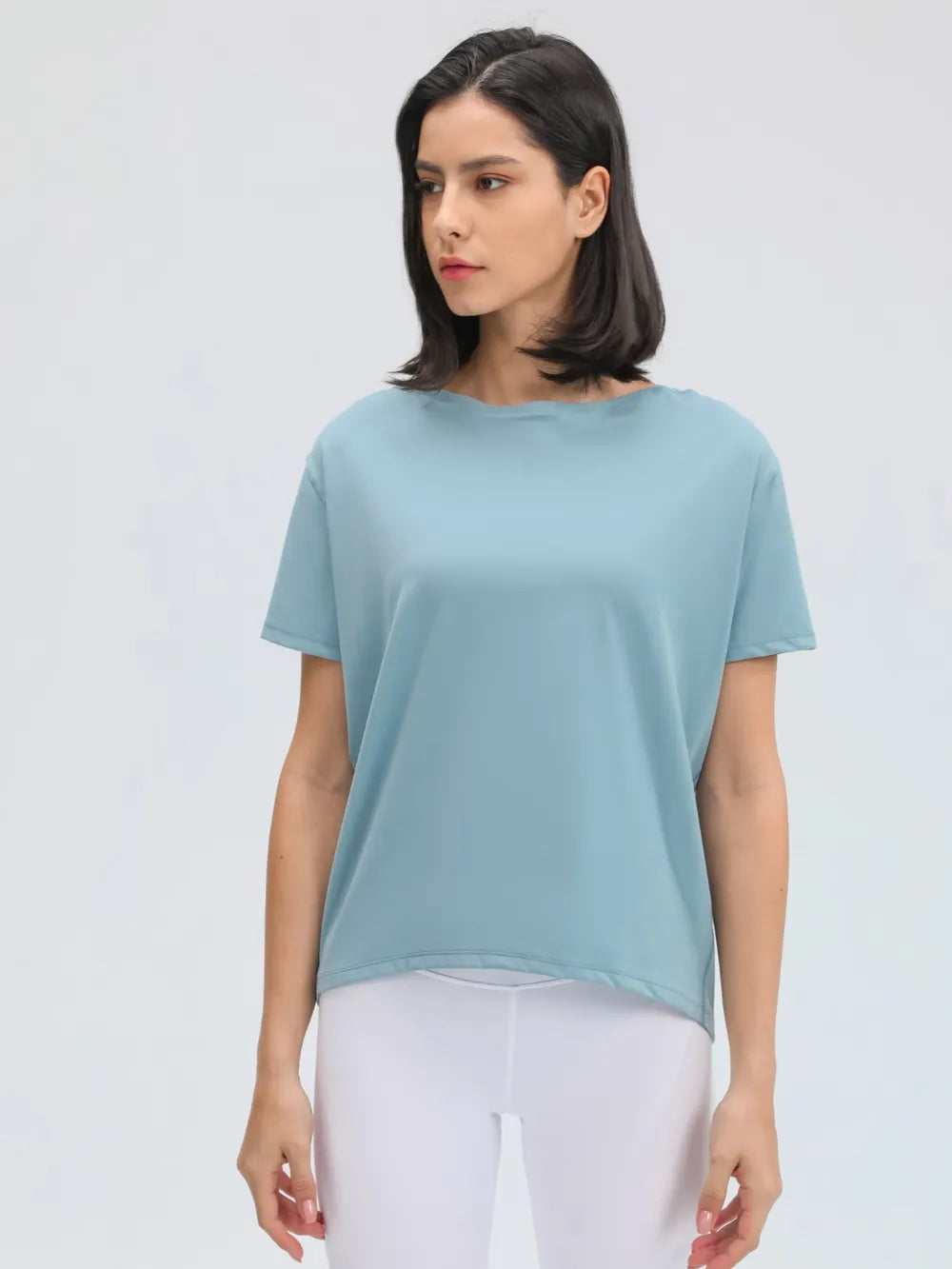 Round Neck Short Sleeve Active T-Shirt in Classic in Lilac for Women