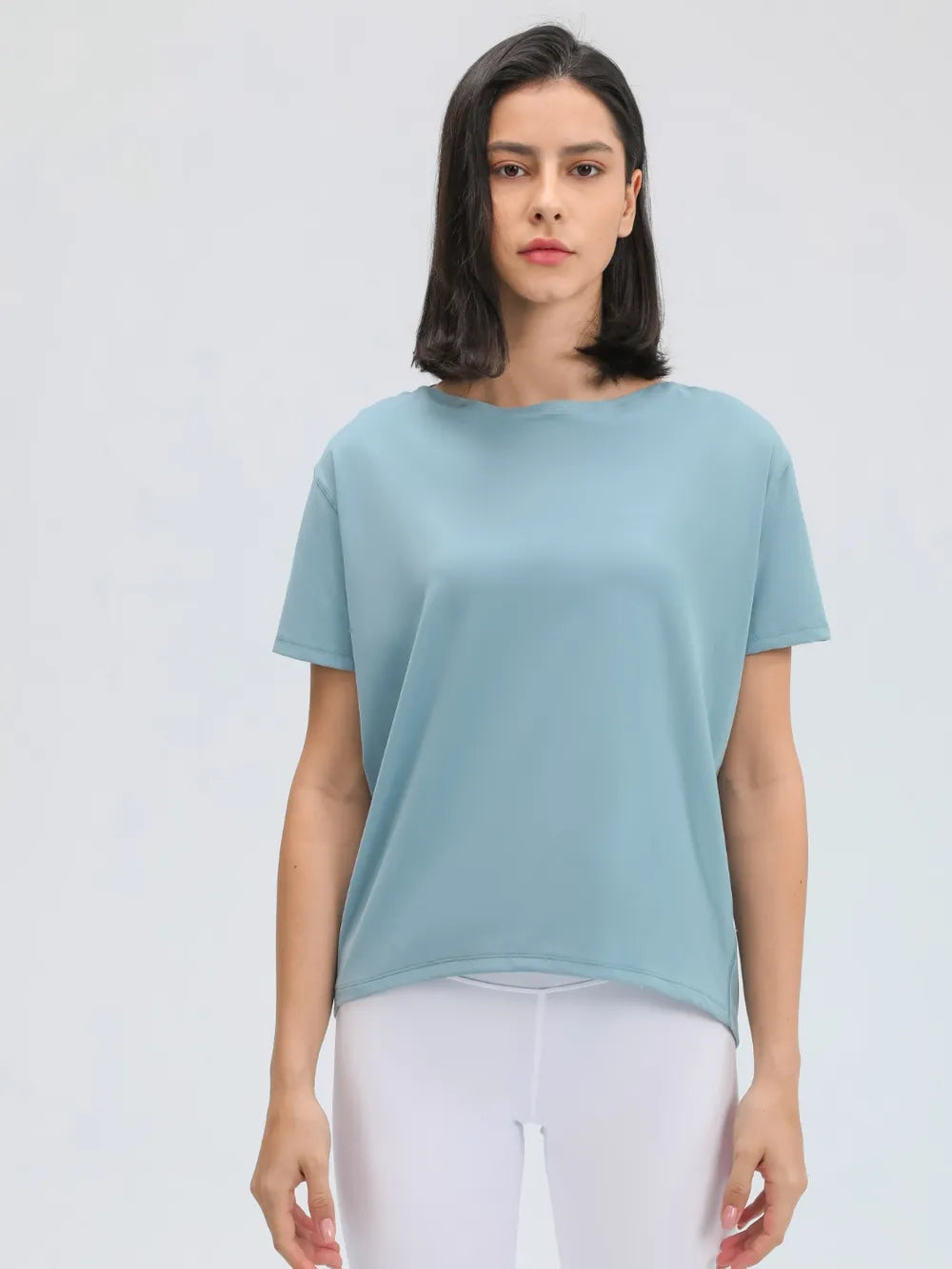 Round Neck Short Sleeve Active T-Shirt in Classic in Lilac for Women