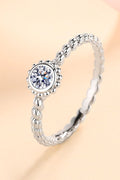 Moissanite Rhodium-Plated Ring in Silver for Women