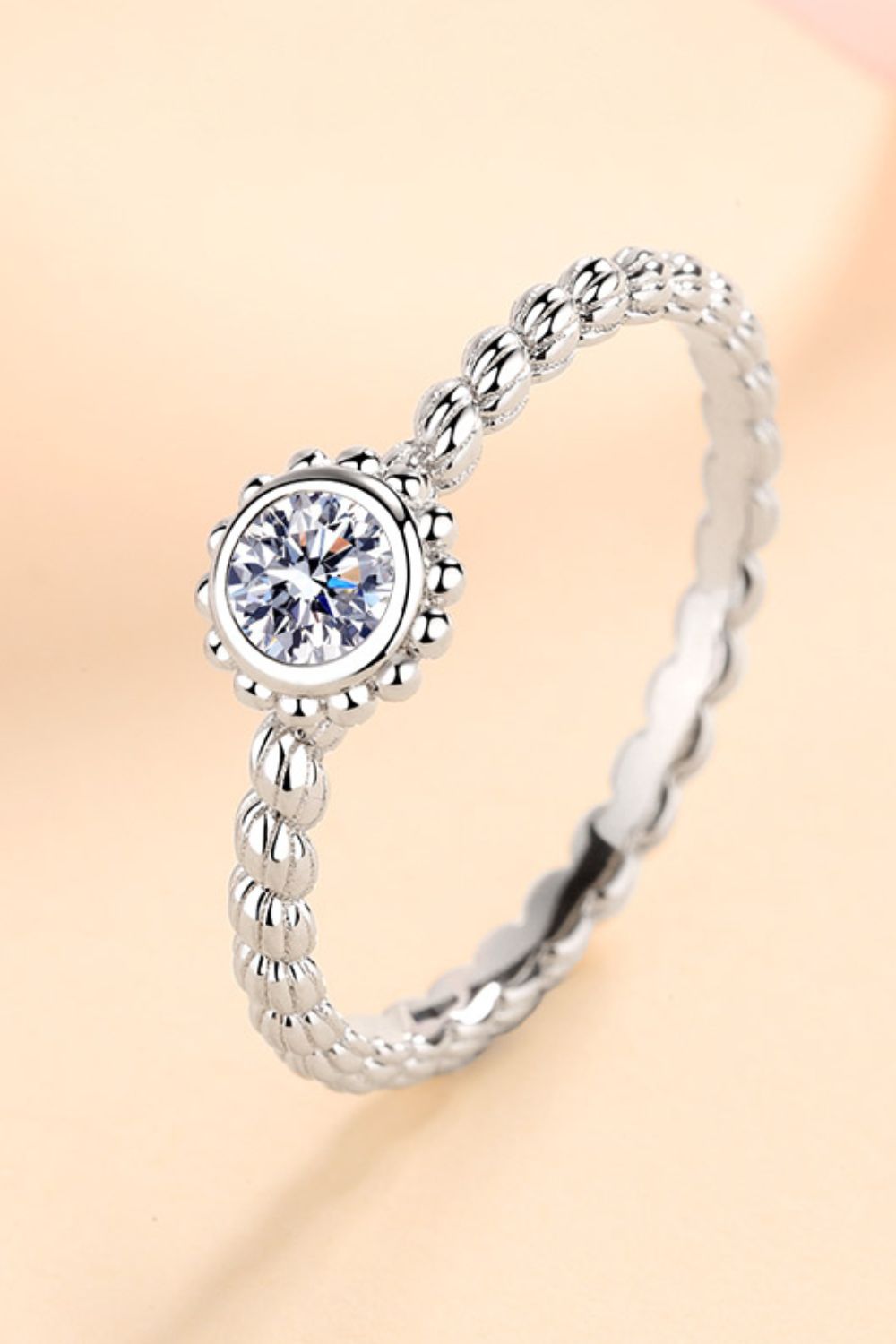 Moissanite Rhodium-Plated Ring in Silver for Women