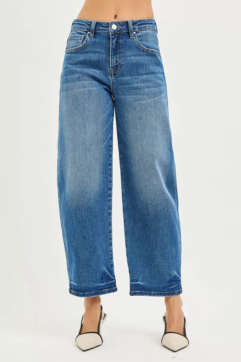 Slouchy Cropped Barrel Jeans in Medium for Women