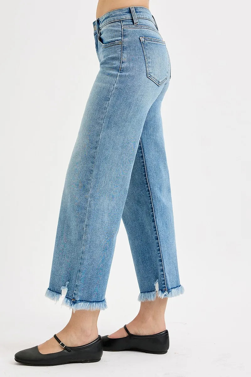 Mid Rise Crop Wide Leg Jeans Plus Size in Light for Women