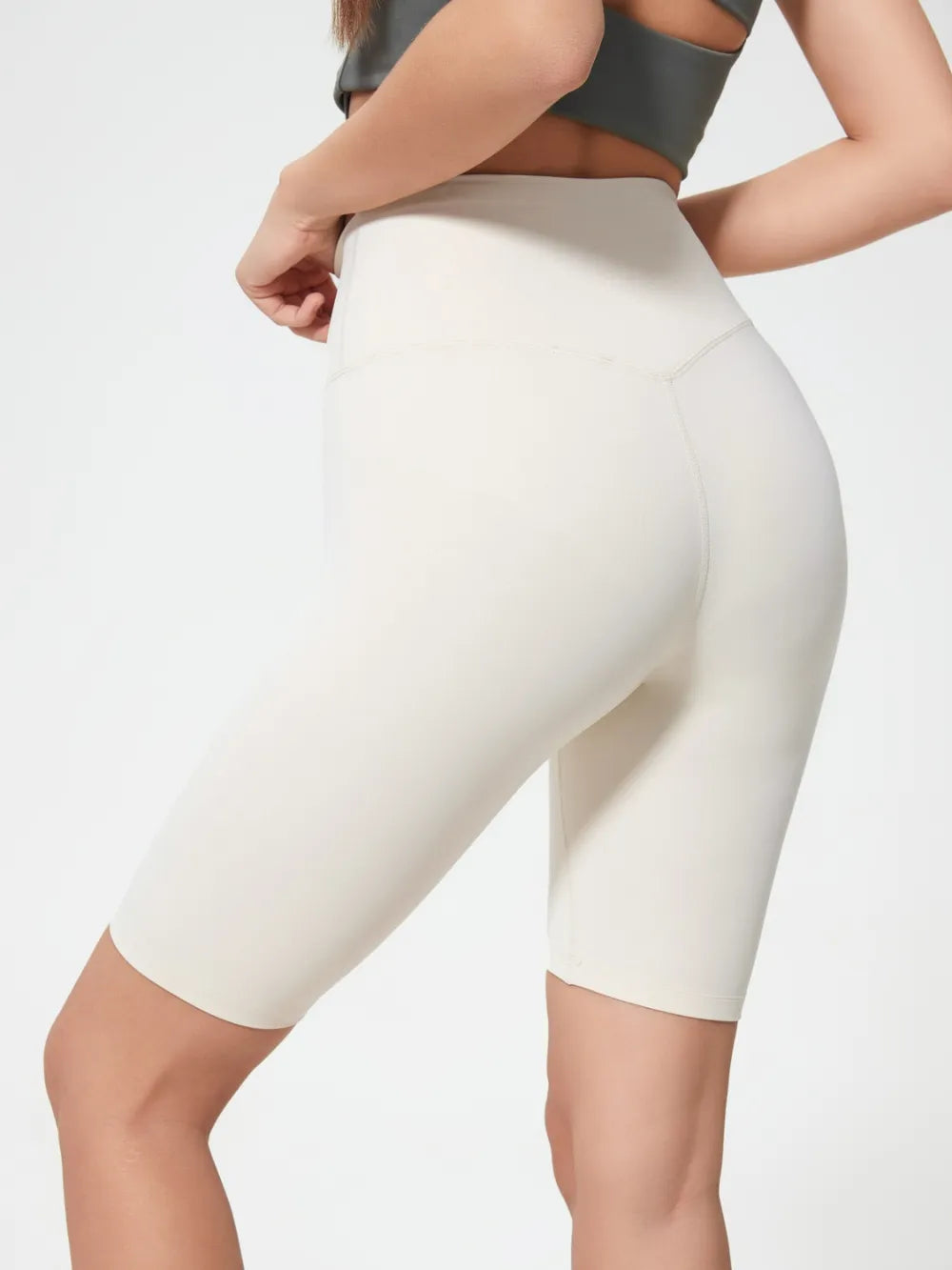 High Rise Wide Waistband Active Shorts in Dark Brown in Mocha for Women
