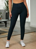 Textured High Waist Active Leggings in Black for Women