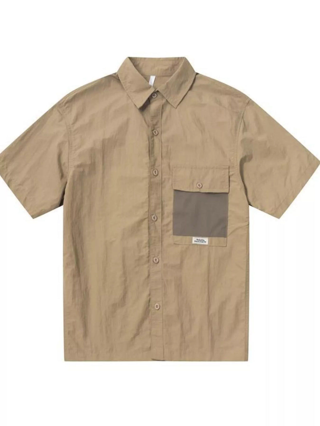 Plus Size Button Up Short Sleeve Shirt in Camel for Men