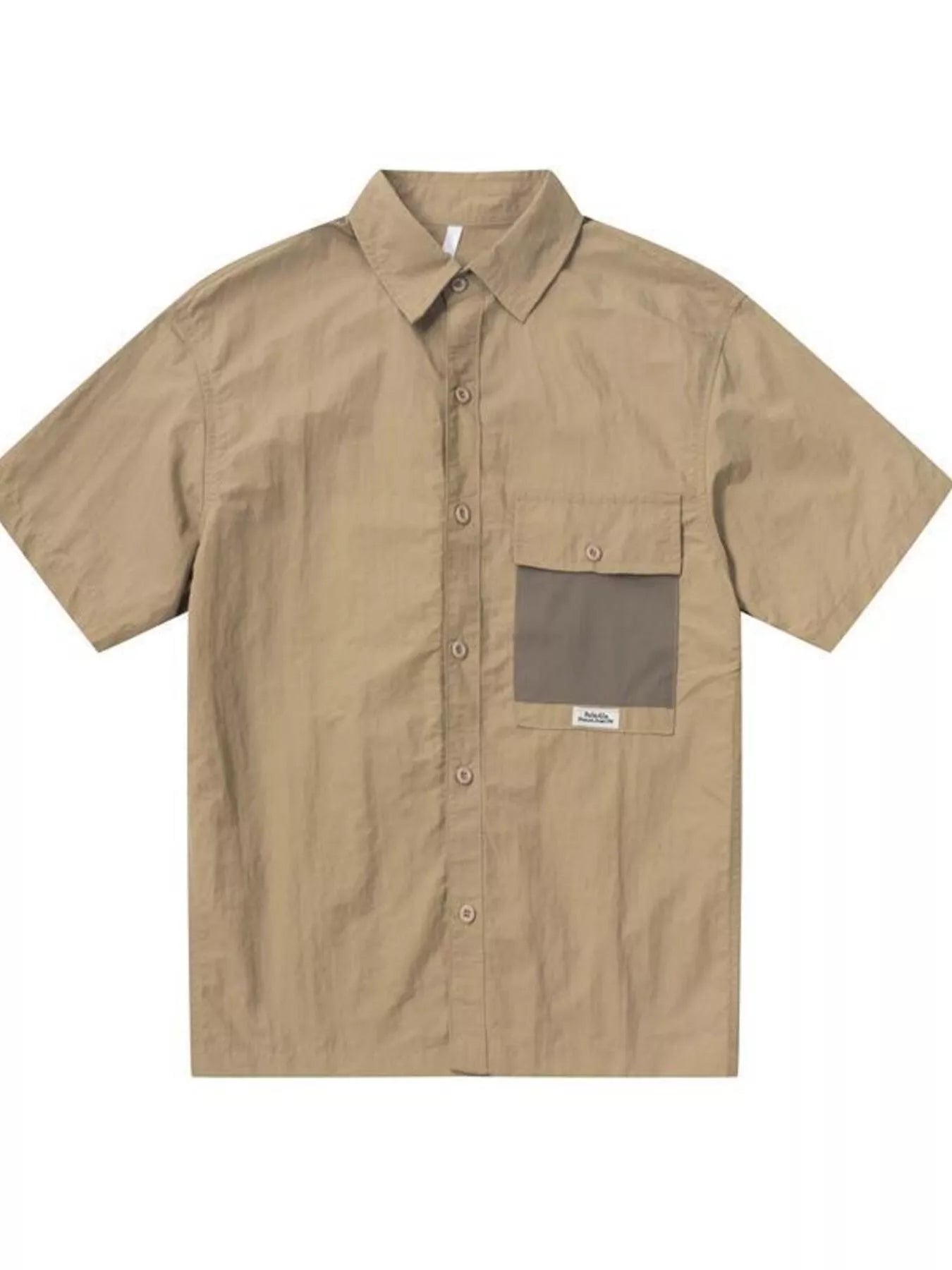 Plus Size Button Up Short Sleeve Shirt in Camel for Men